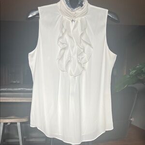 White House Black Market Ivory Ruffle Blouse